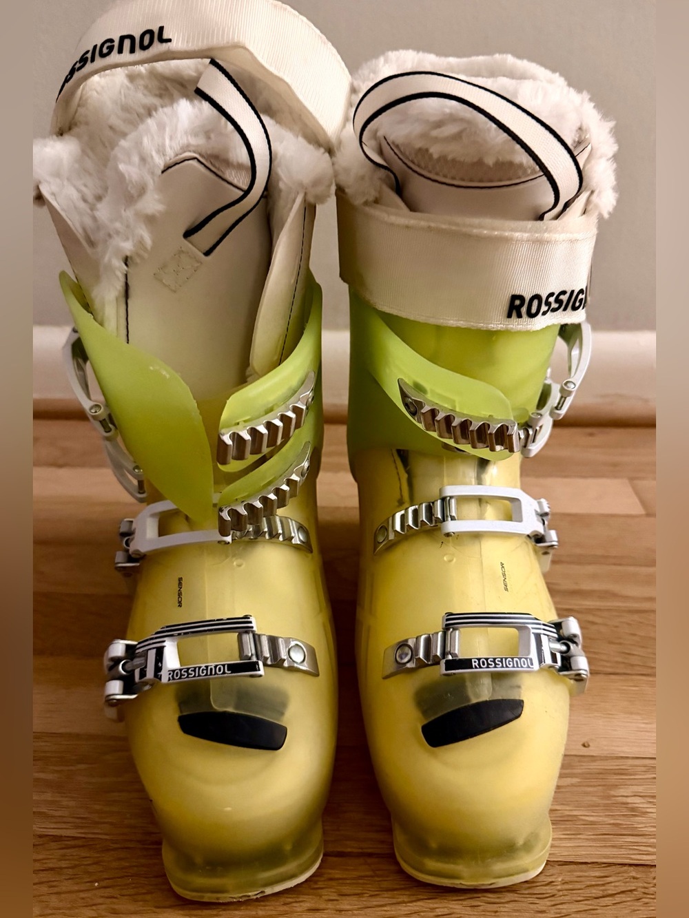 Rossignol Alltrack Pro 80 Women’s Ski Boots Mondo 24.5 Yellow Green Excellent